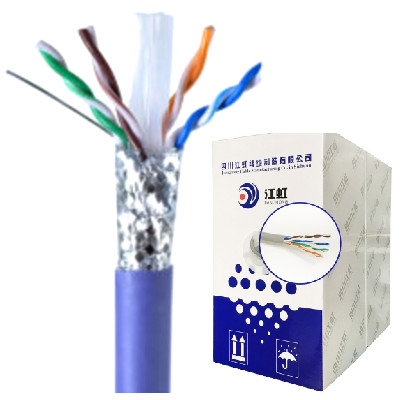 200m / لفة 100m / لفة النحاس يرتدون الألومنيوم Cat6 Sftp Cat6a كابل PVC PE غمد